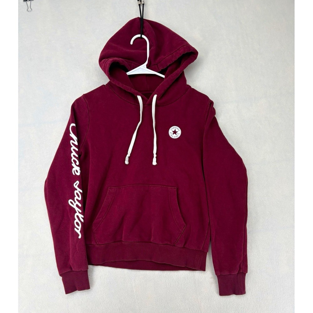Converse All Star Burgundy Pullover Hoodie Logo Graphic Pockets Women's S